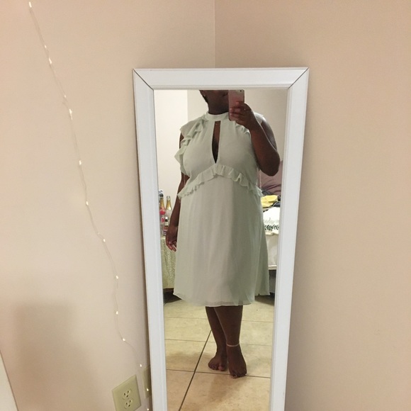 Fit and Flare High Neck Plunge Dress with Ruffle Details - True Decadence - Picture 9 of 10